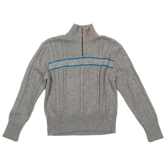 dkny quarter zip sporty mock neck sweater in gray - Picture 1 of 3